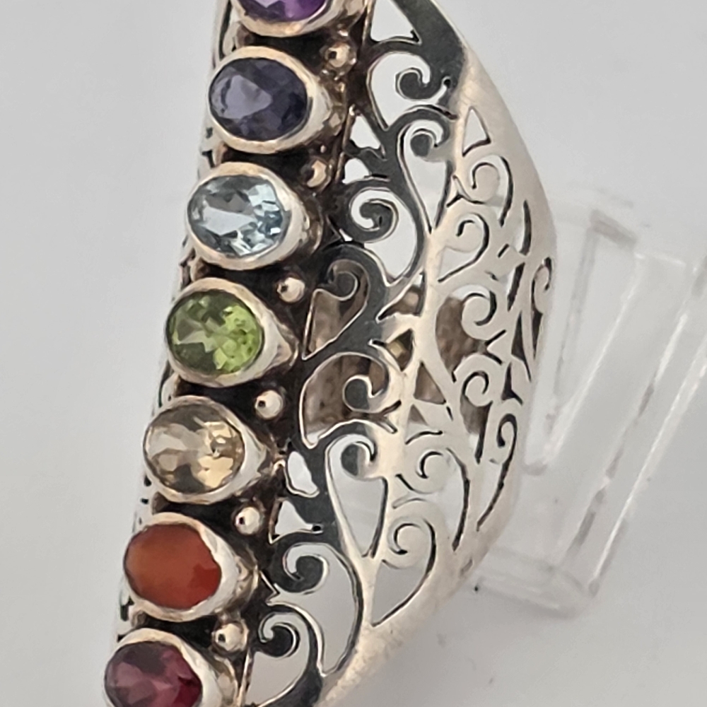 Elegant Multi-Stone Silver Ring